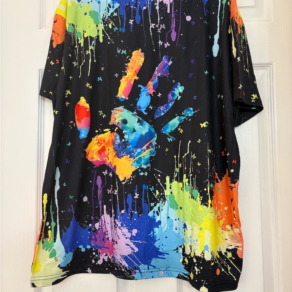 Colorful Handprint Splatter T-Shirt